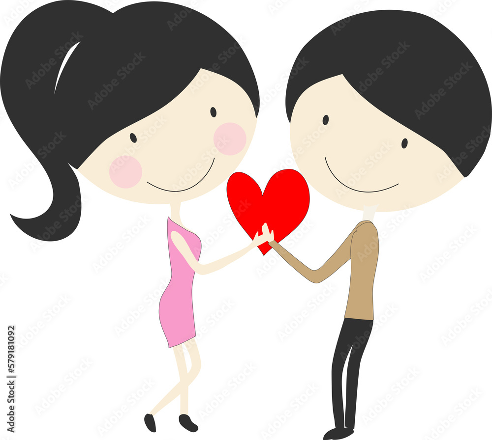 Loving couple with red heart Loving couple with red heart