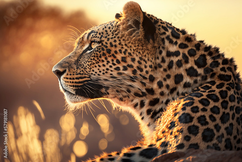 Leopard in a shroud close-up  ai