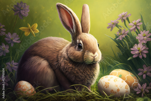 Easter bunny illustration created using generative AI.