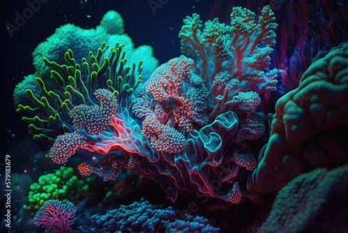 Coral reef and seaweed under the sea  Generative AI 