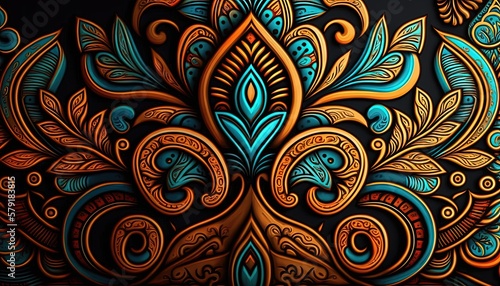 Indian pattern background  indian mandalas texture  Generative AI 