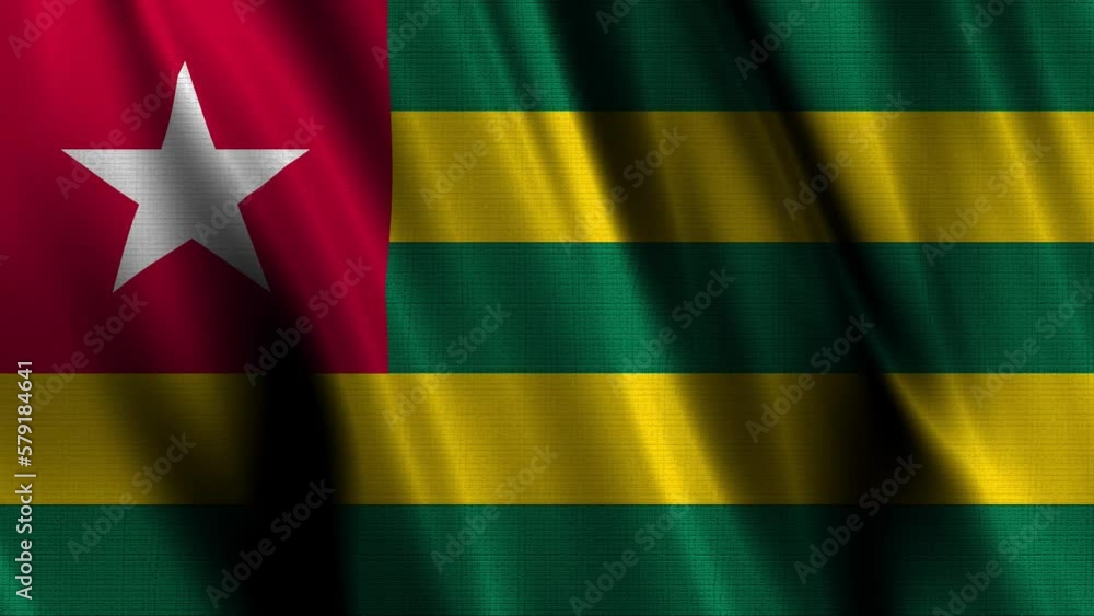 Flag of Togo, with a wavy effect due to the wind. Flag of Togo, with a wavy effect due to the wind.
