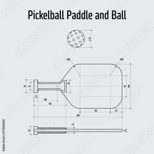 Pickleball paddle and ball dimensions