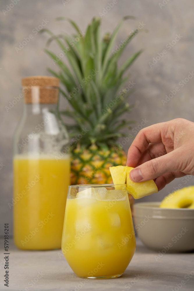 Fototapeta premium Rum cocktail with pineapple puree and coconut