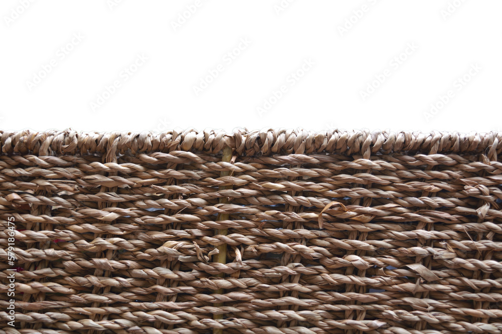 Empty wicker basket edge for banner. Willow and reed wicker basketwork