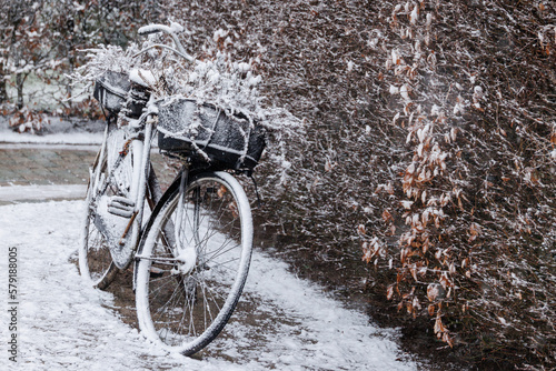 Bike covered with snow