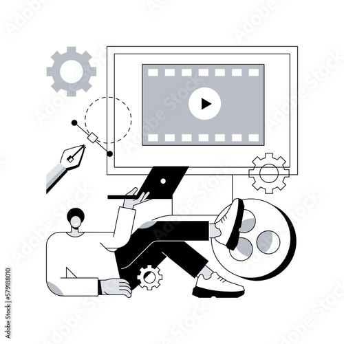 Motion graphic design abstract concept vector illustration. Motion design, postproduction studio, video production service, graphic designer work, online course, creative studies abstract metaphor.