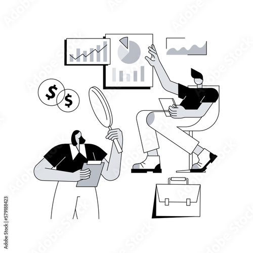 Financial adviser abstract concept vector illustration. Top investment advisors, money management services, personalized financial plan, tax strategy, reach financial goals abstract metaphor.