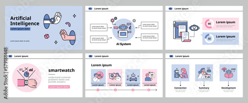 The Age of AI. Intelligence Meets Technology. Business concept illustration with people and icons. layout template.