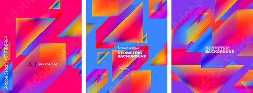 Set of abstract backgrounds. Overlapping geometric elements composition. Vector Illustration For Wallpaper, Banner, Background, Card, Book Illustration, landing page