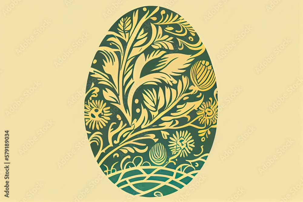 Easter egg, block prints style, pastel colors. Generative AI. Easter egg, block prints style, pastel colors. Generative AI.