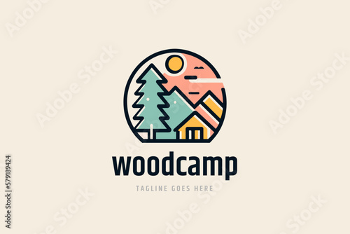 outdoors and camping logo, camping badge illustration design, hipster style vector
