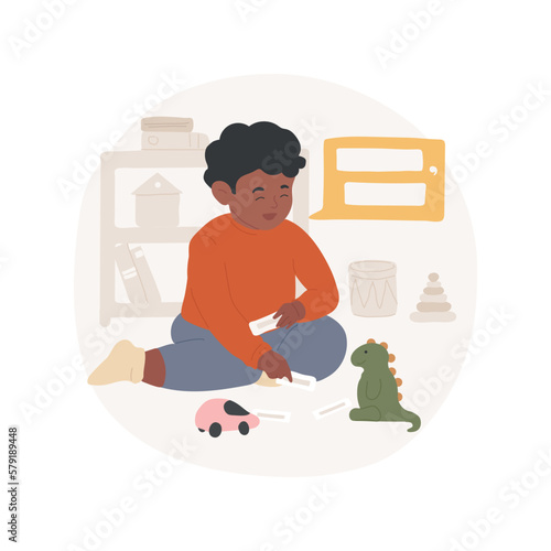 Naming objects with two words isolated cartoon vector illustration. Language and communication skill, child use more words to name object, development milestone, early education vector cartoon.