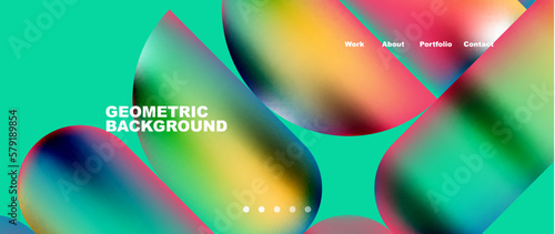 Colorful metallic geometric shapes minimal abstract background