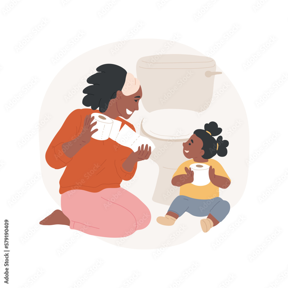 Use toilet paper isolated cartoon vector illustration. Woman holding a