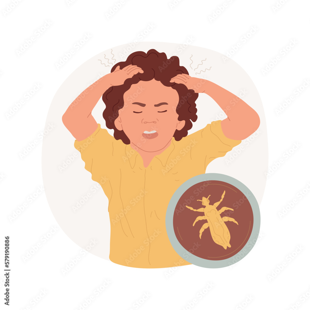 Vetor de Head lice isolated cartoon vector illustration. Frustrated and
