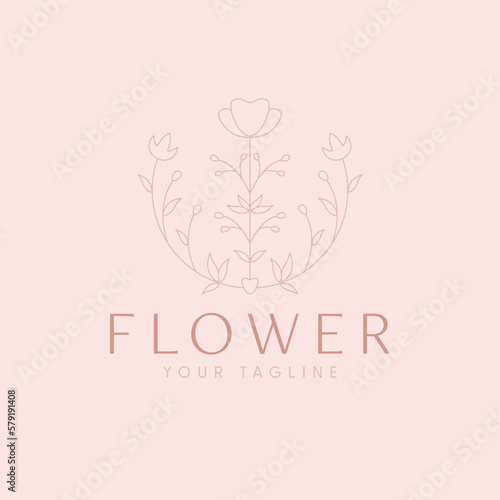 Simple flower vector logo design. Floral logo design for beauty industry.