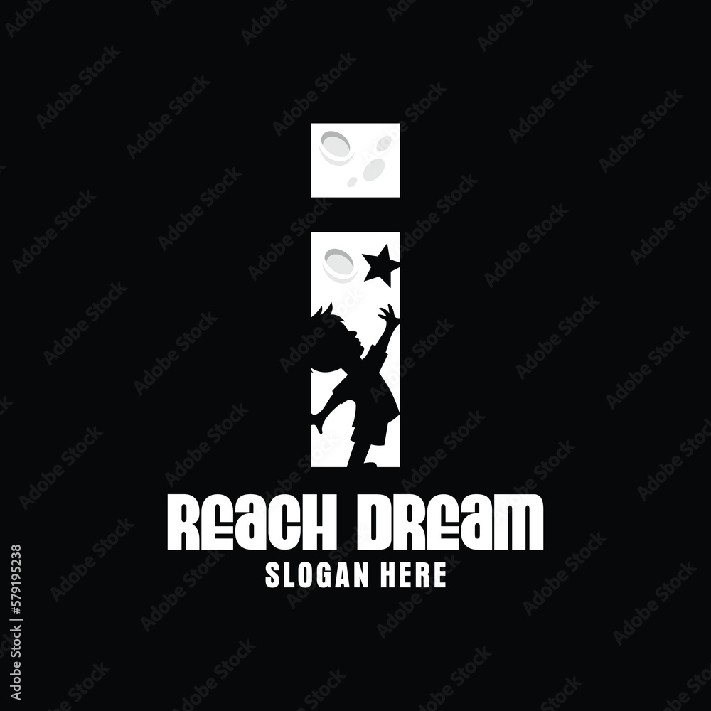 Letter I Reach Dream Logo Design Template Inspiration, Vector Illustration.
