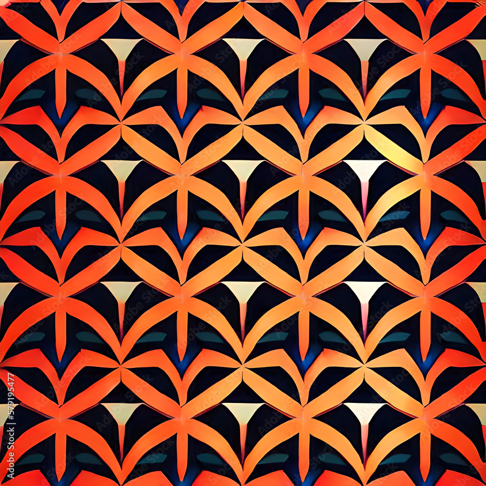 Vibrant and energetic seamless pattern featuring thick and overlapping lines in shades of red and orange. Perfect for creating a dynamic and lively feel. Generative AI