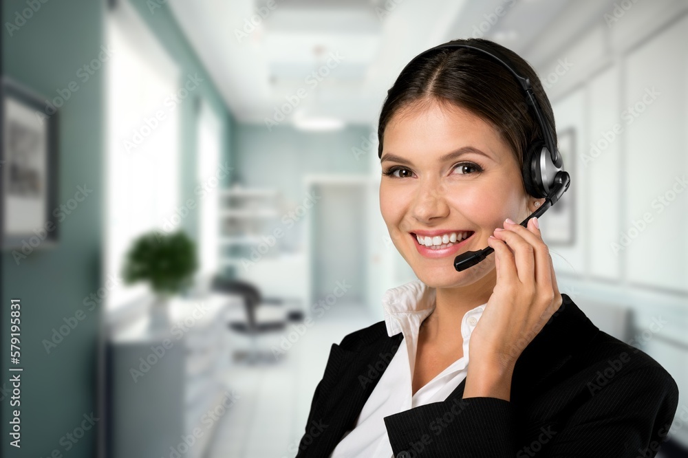Success young call center worker woman consulting, Success young call center worker woman consulting,