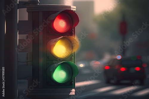traffic light on the street created with Generative AI technology