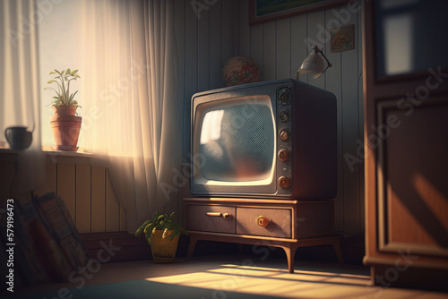 old tv created with Generative AI technology