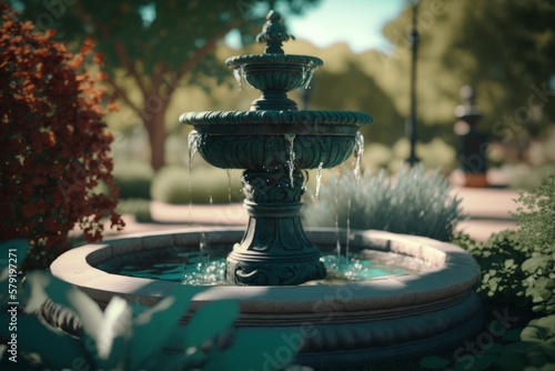 Experience the Ultimate Parisian Getaway at a Hyper-Detailed Green Space with Solar-Powered Fountain & Unreal Engine 5's Epic Composition! , Generative ai