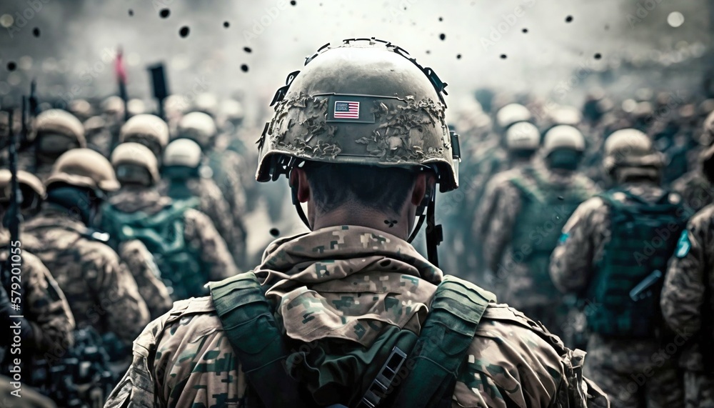 Soldiers go to war conflict. Generative AI Soldiers go to war conflict. Generative AI