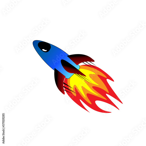 Flying rocket ( spaceship ) illustration without background