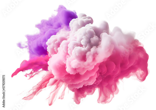 Colorful pink red rainbow smoke paint explosion  color fume powder splash  motion of liquid ink dye in water  AI generated image