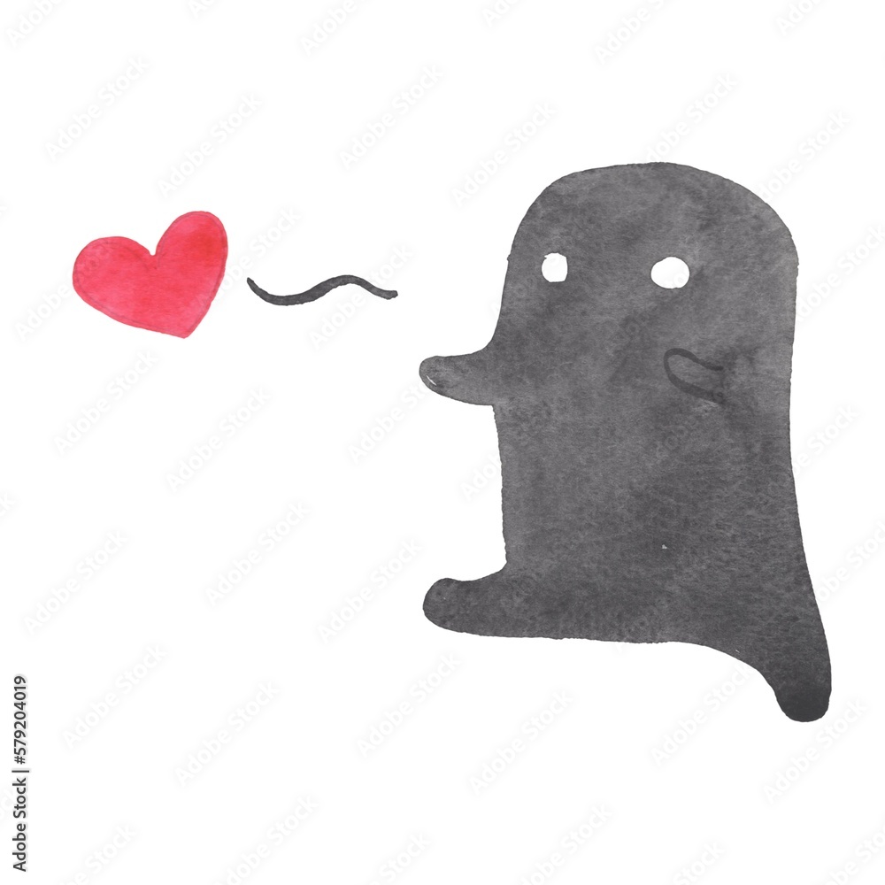 Shadow man cartoon characters is walking in happy mood watercolor illustration.