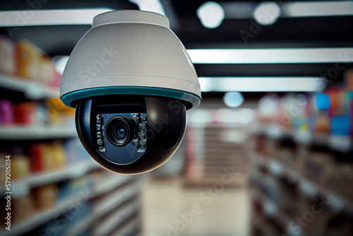 Surveillance camera in a supermarket.generative ai