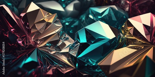 3d rendering  abstract crystal background  faceted glass   ai generated