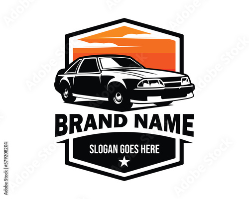 1990 mustang car logo. silhouette vector design. isolated white background. Best for badge, emblem, icon, sticker design, car industry. available in eps 10.	
