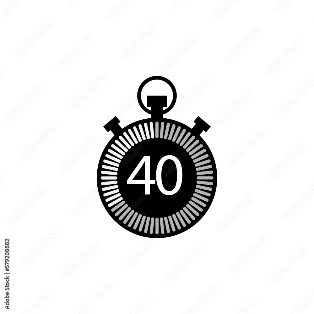 stopwatch icon 40 on white background. Stopwatch icon set. Time clock. Vector illustration. stopwatch icon 40 on white background. Stopwatch icon set. Time clock. Vector illustration.