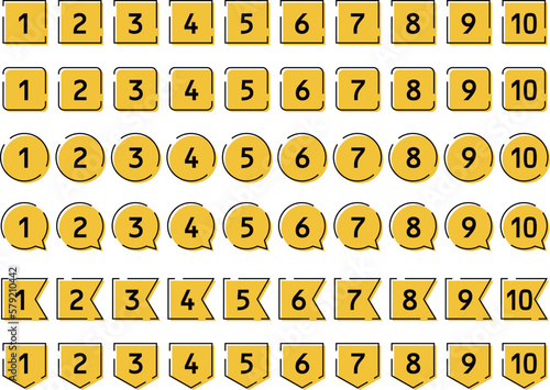 数字アイコンセット（黄×黒）