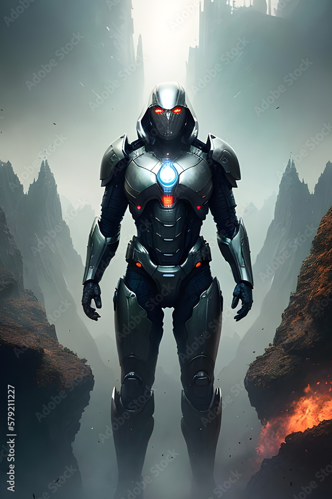 Fototapeta premium portrait Graphic Concept of Cybernetics robotic Technology. Generative AI