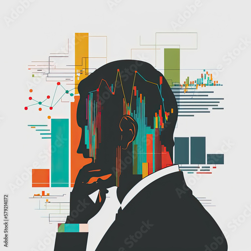 A person analyzing stock market trends using a digital device. This generative AI image features a financial advisor or investor analyzing stocks, trends, and data. Generative AI