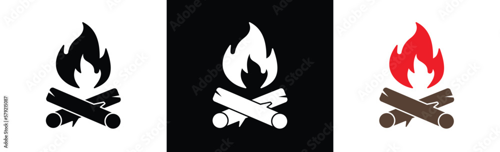 camp fire icon set. bonfire icon. firewood icon sign symbol, vector illustration