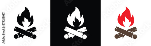 camp fire icon set. bonfire icon. firewood icon sign symbol, vector illustration