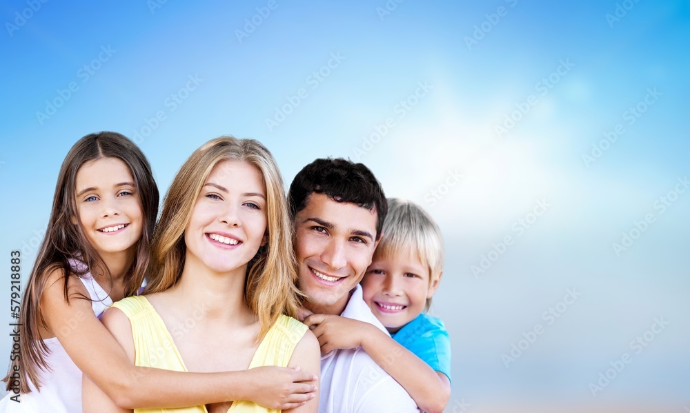 Happy young family with child posing Happy young family with child posing