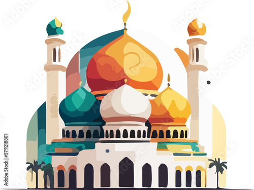 Islamic mosque colorful and flat design