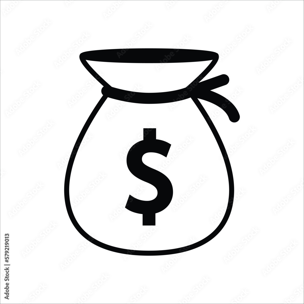 Money Bag Icon Vector On Trendy Design. Money Bag Icon Vector On Trendy Design.