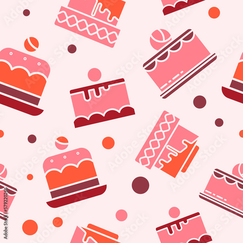 Sweet cake with frosting and topping, pattern