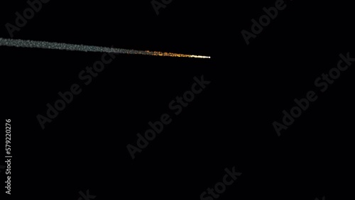 A heavy meteor off in the distance with heavy, long-lasting smoke that hangs in the air. The shot is 4K and comes with and without an alpha channel.
