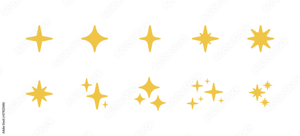 Collection of Stars or Yellow Sparkles Vector Symbols Collection of Stars or Yellow Sparkles Vector Symbols