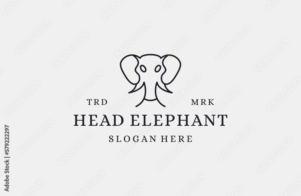 Abstract elephant vector logo design. Creative linear animal icon .