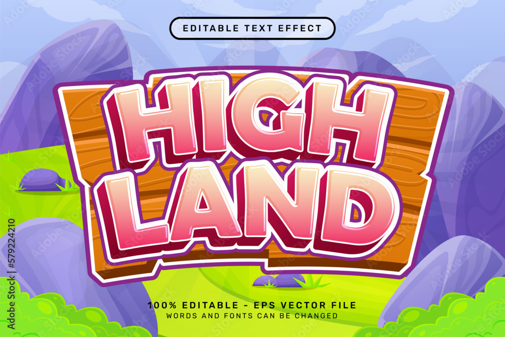 Fototapeta premium high land 3d text effect and editable text effect with jungle background