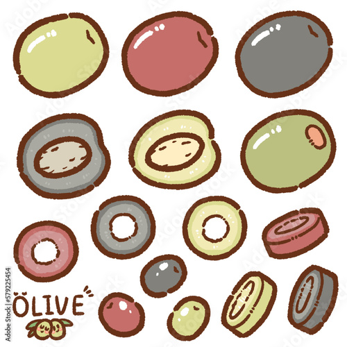 olive cartoon drawing set