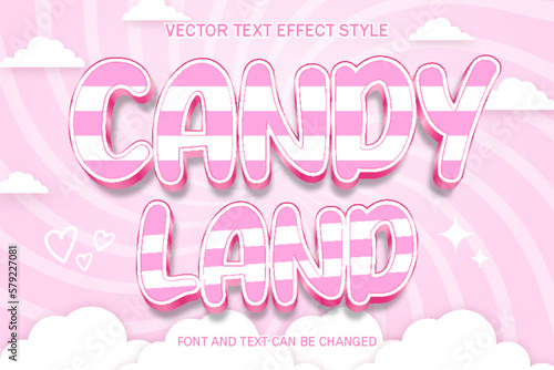candy sweet cute candyland typography 3d editable text effect style template style background design photo